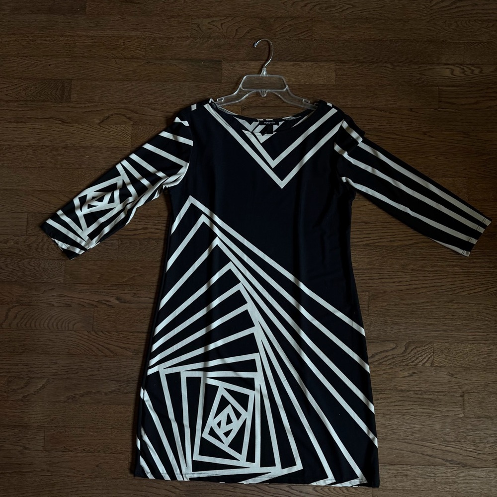 Forever Black and White Geometric Dress
